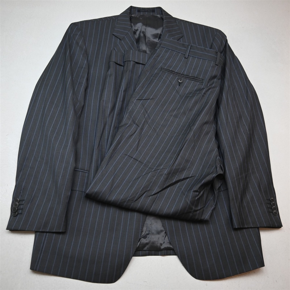 Luigi Bianchi Mantova 42R 34x30 Gray Striped 100% Wool Italy Jacket Pants Suit